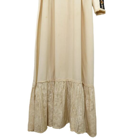 1970s Vintage Gunne Sax Prairie Dress Cream Lace Floral Embroidered Dress Medium - Picture 7 of 14